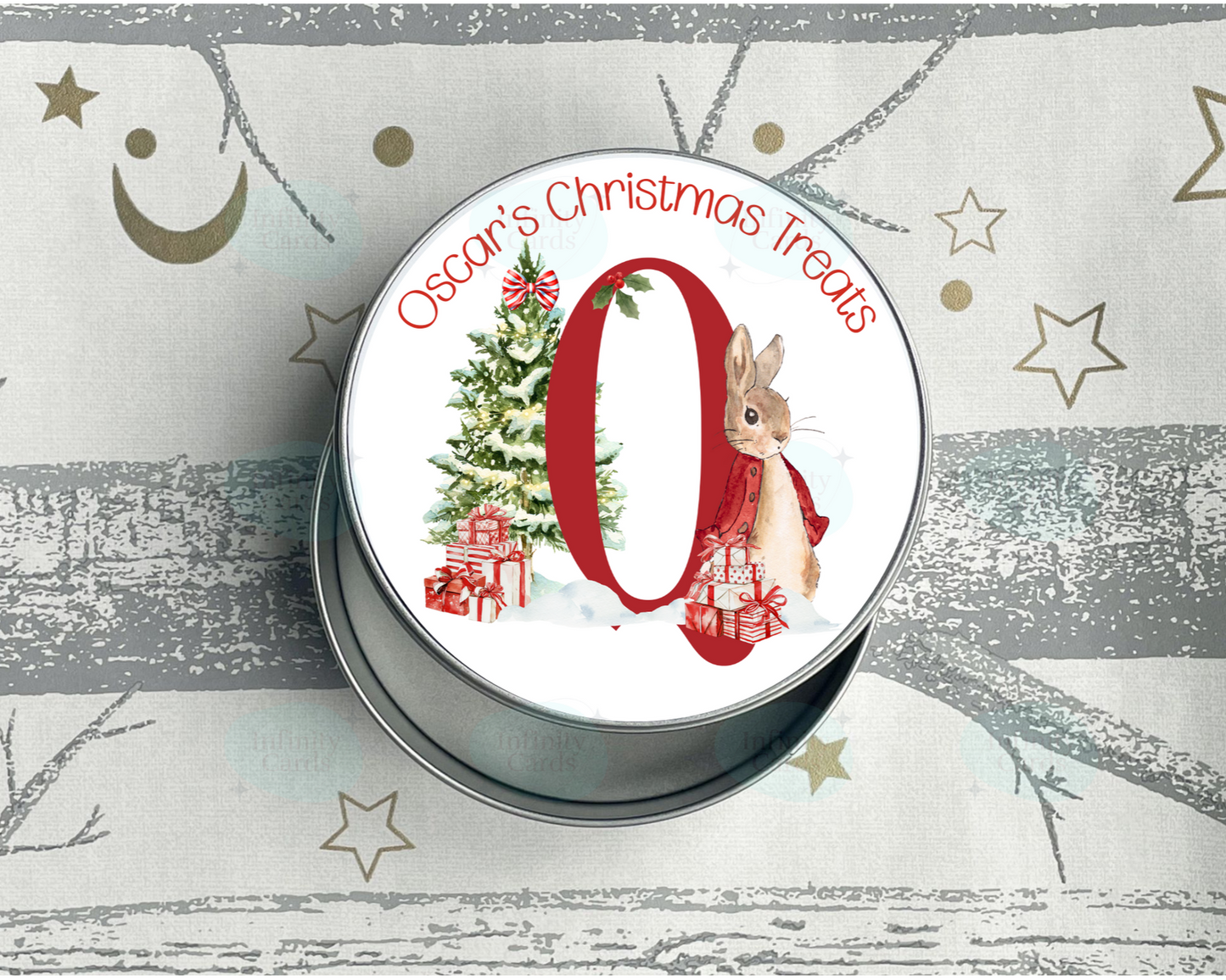 Personalised Peter Rabbit Christmas Treats Tin