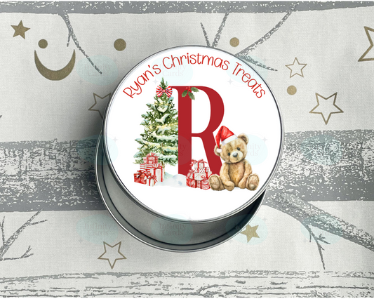 Personalised Teddy Bear Christmas Treats Tin