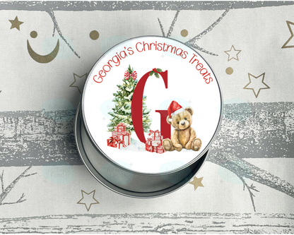 Personalised Teddy Bear Christmas Treats Tin