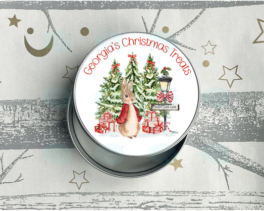 Personalised Peter Rabbit Christmas Treats Tin