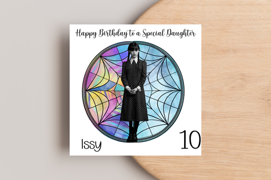 Personalised Wednesday Addams Birthday Card