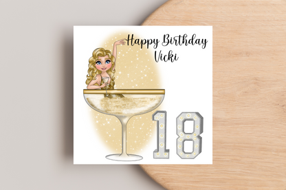 18th Martini Girl Personalised Birthday Card