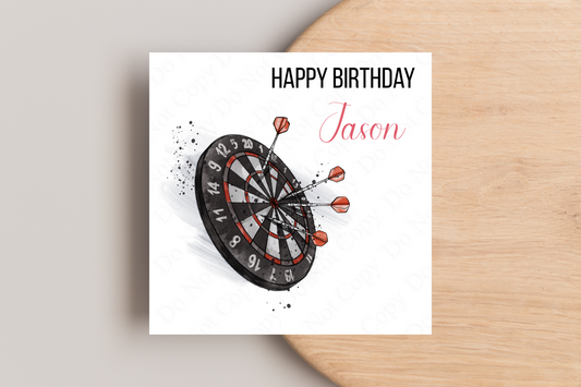 Personalised Darts Birthday Card