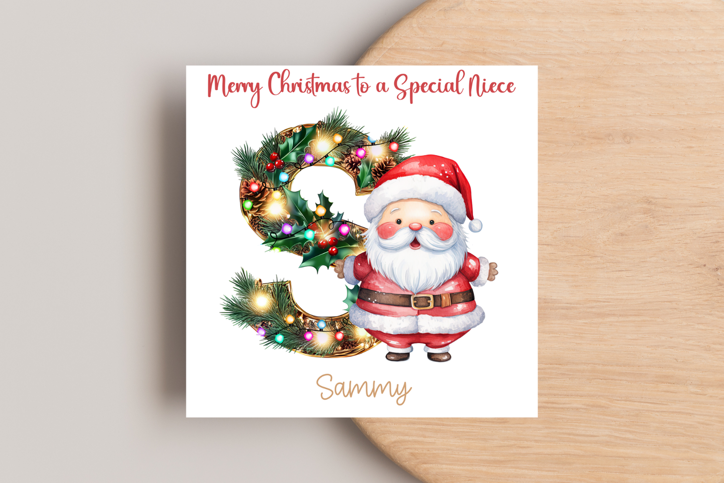 Personalised Santa Initial Christmas Card