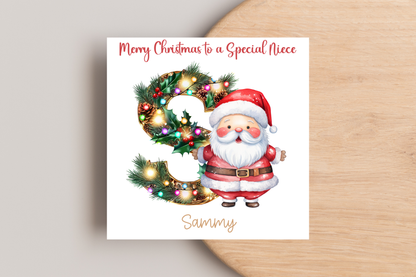Personalised Santa Initial Christmas Card