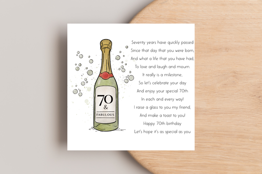70 and Fabulous Birthday Card