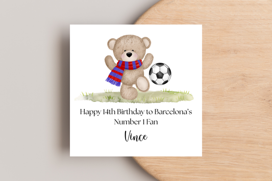 Personalised Barcelona Number 1 Fan Birthday Card