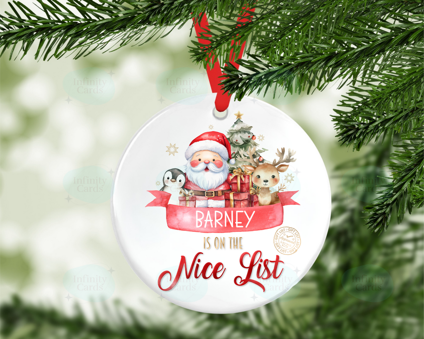 Personalised On the Nice List Christmas Tree Decoration