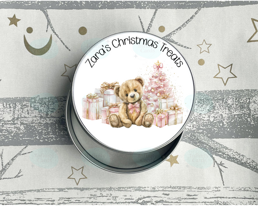 Personalised Teddy Bear Christmas Treats Tin