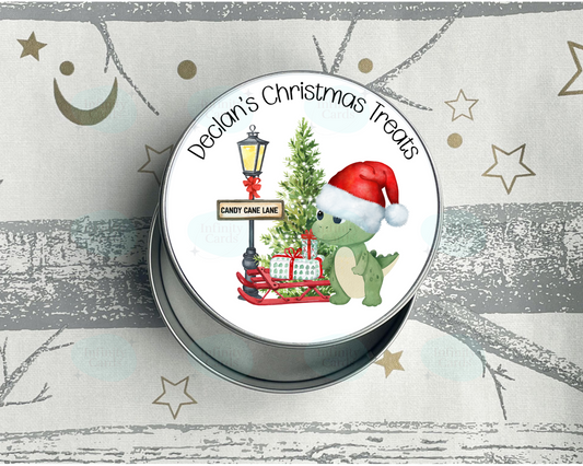 Personalised Dinosaur Christmas Treats Tin