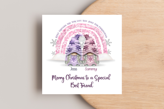 Personalised Best Friend Gonk Christmas Card