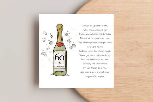 60 and Fabulous Birthday Card