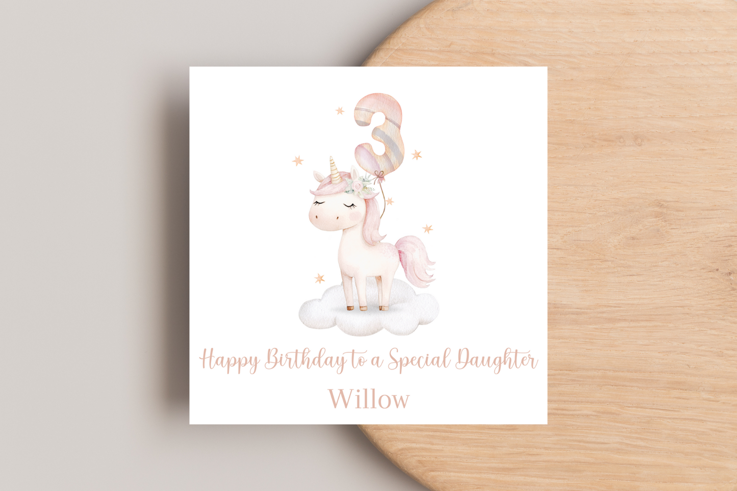 Personalised Unicorn Balloon Birthday Card