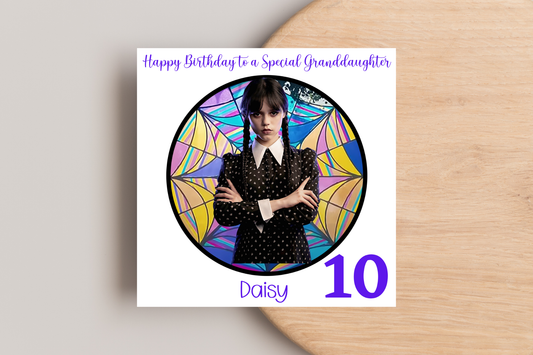 Personalised Wednesday Addams Birthday Card