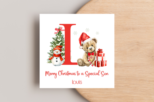 Personalised Teddy Bear Christmas Card