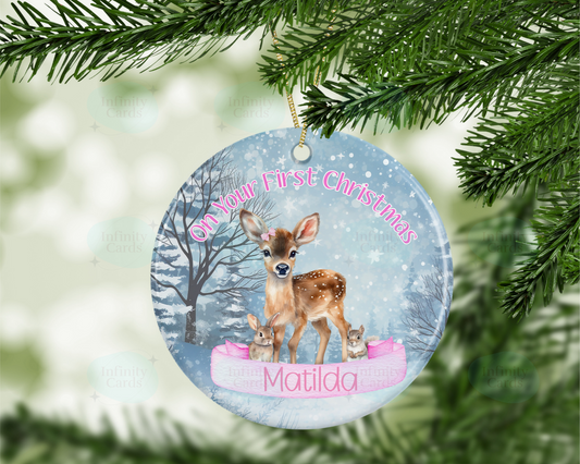 Personalised Reindeer 1st Christmas Tree Decoration