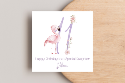 Personalised Flamingo Birthday Card