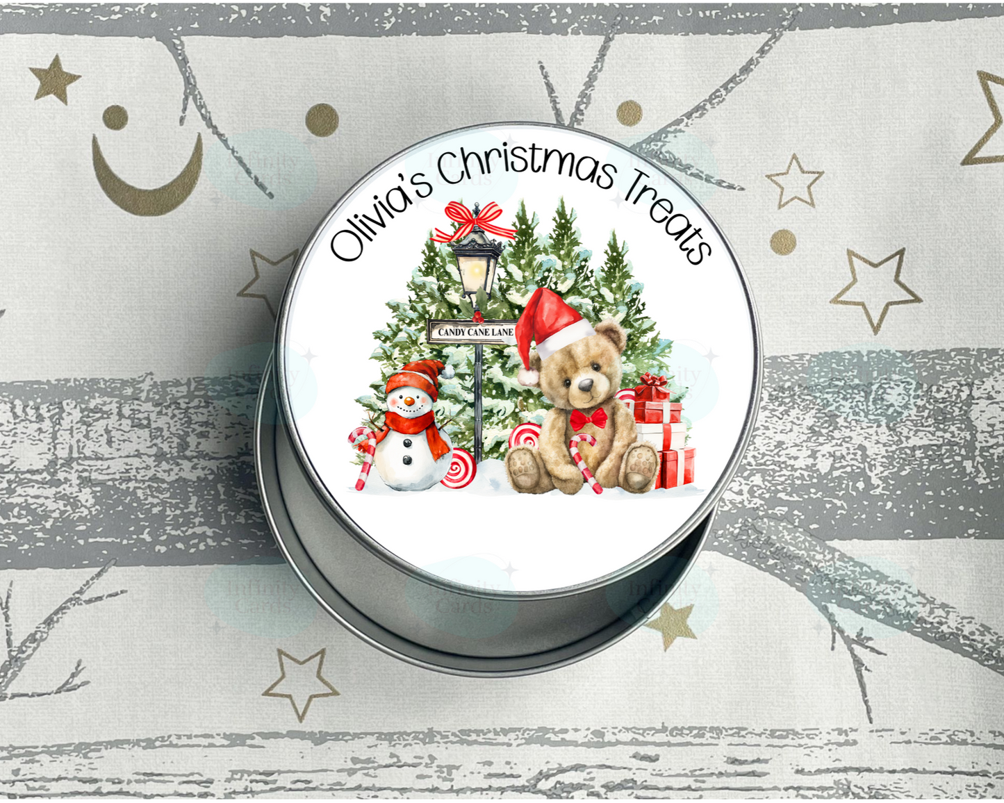 Personalised Teddy Bear Christmas Treats Tin