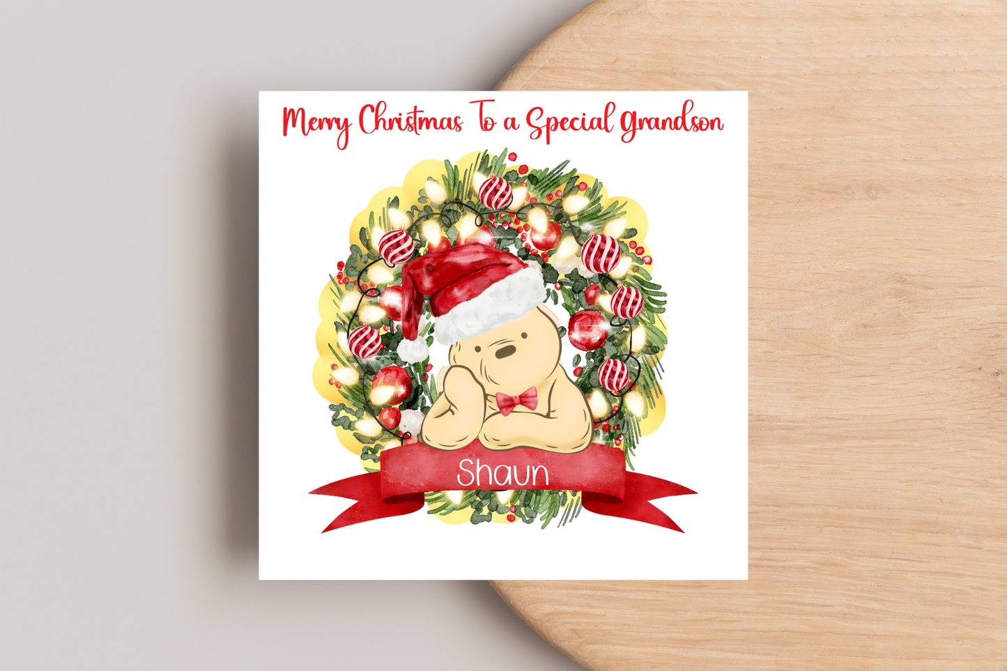 Personalised Pooh Bear Christmas Card