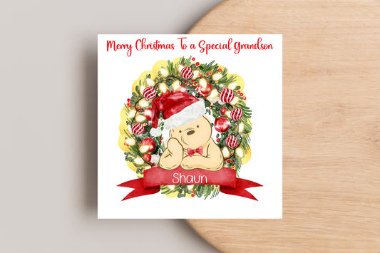 Personalised Pooh Bear Christmas Card