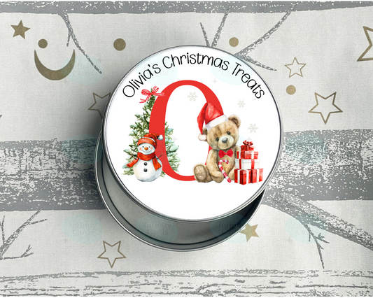 Personalised Teddy Bear Christmas Treats Tin