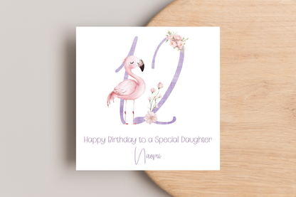 Personalised Flamingo Birthday Card