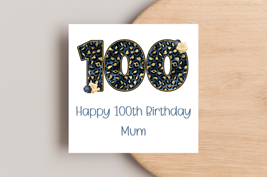 Personalised Leopard Print 100th Birthday Card