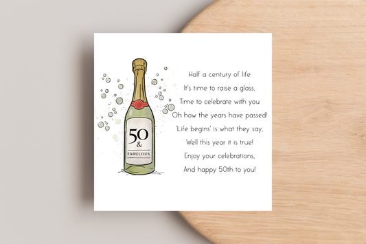 50 and Fabulous Birthday Card