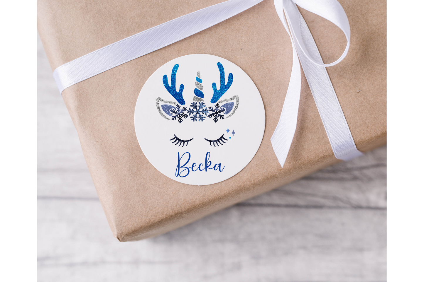 Personalised Unicorn Face Christmas Present Labels