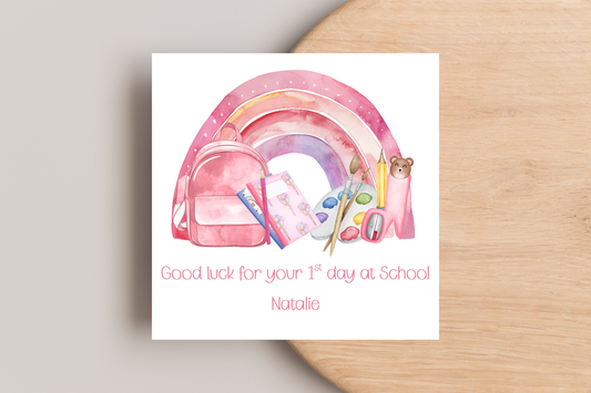 Personalised Good Luck On Your First Day of School Card