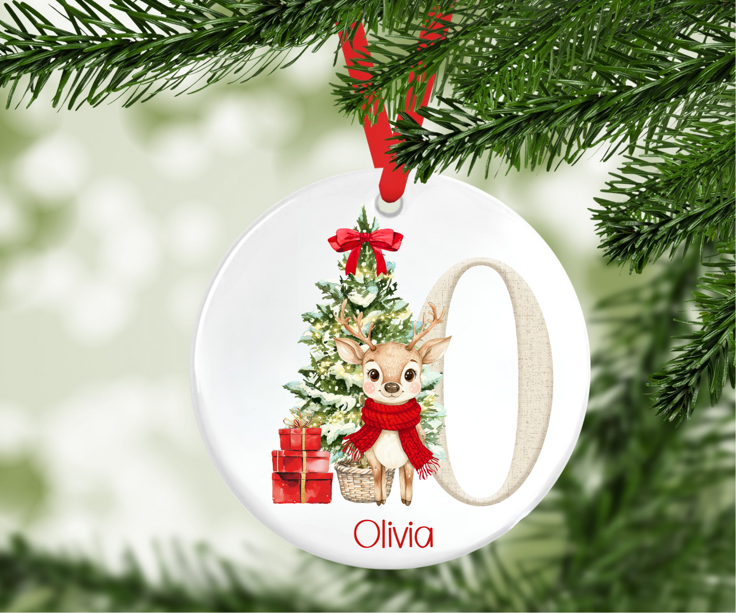Personalised Reindeer Initial Christmas Tree Decoration