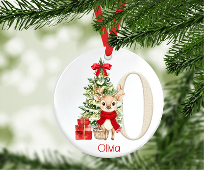 Personalised Reindeer Initial Christmas Tree Decoration