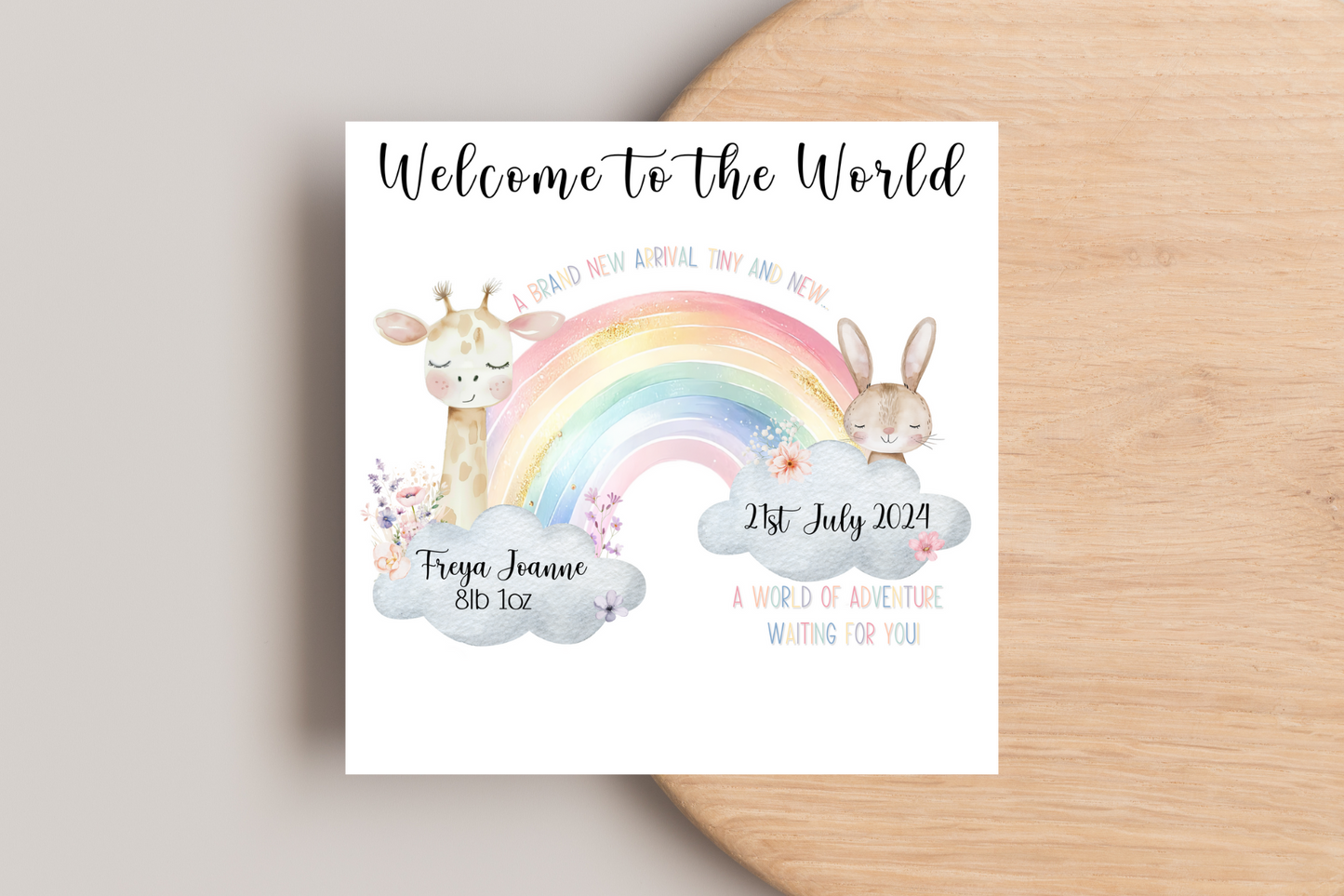 Personalised Welcome to the World Baby Arrival Card