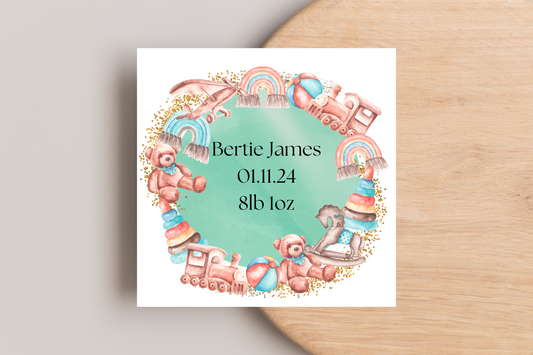 Personalised Baby Wreath New Baby Card
