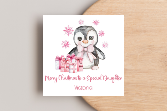 Personalised Penguin Christmas Card