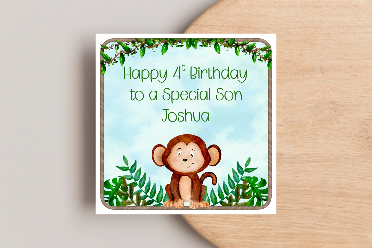 Personalised Jungle Animal Themed Birthday Card