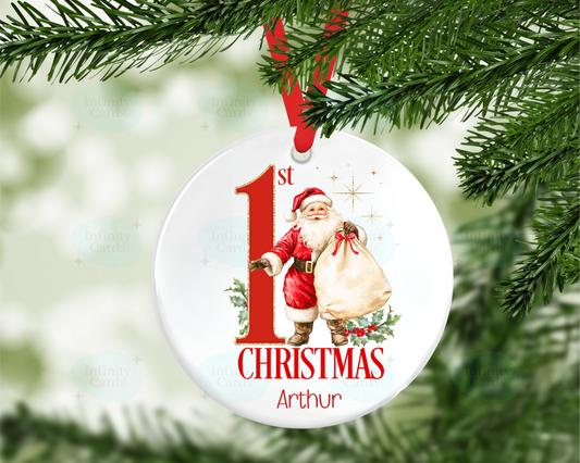 Personalised Santa 1st Christmas Bauble