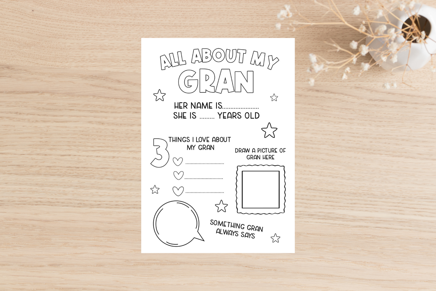 Colour In All About My Granny Card