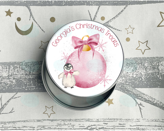 Personalised Penguin Christmas Treats Tin