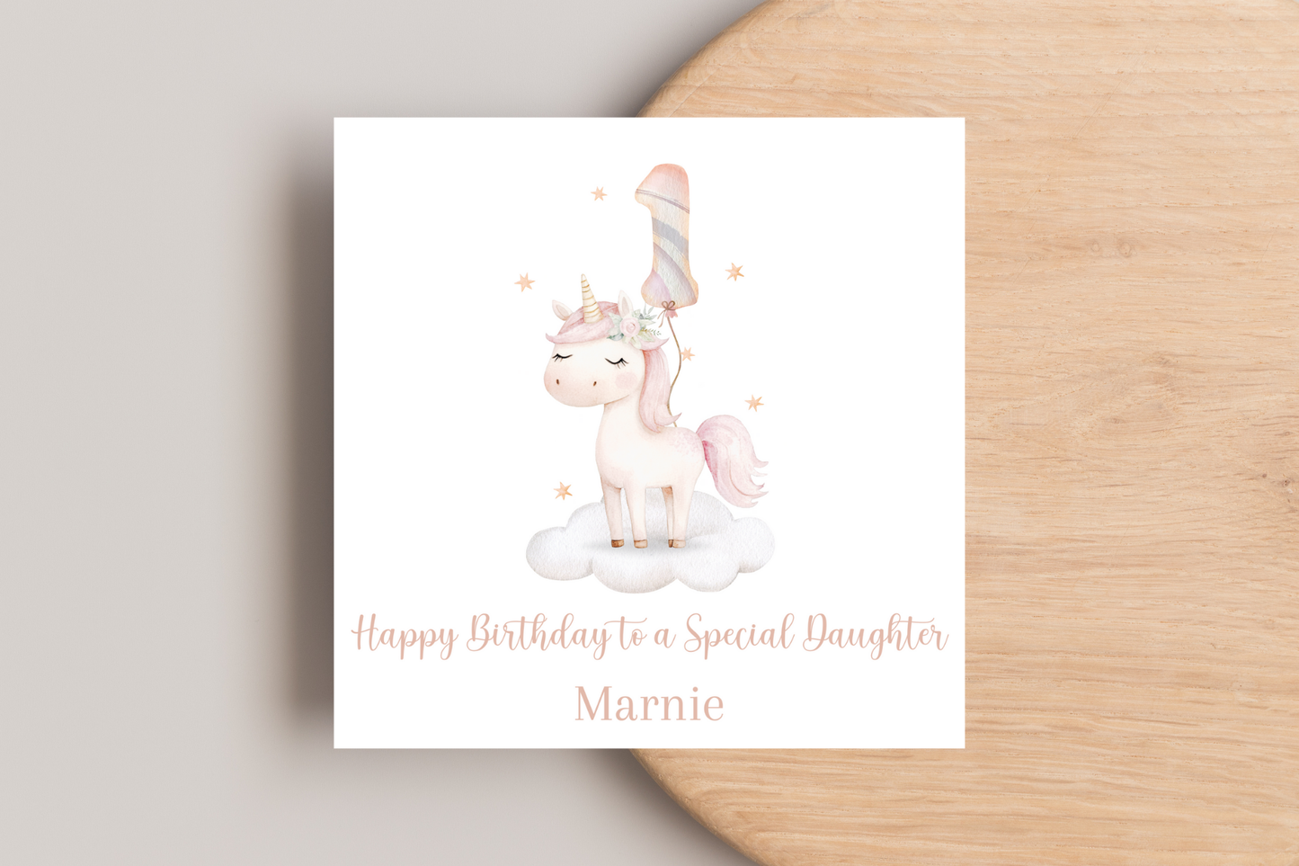 Personalised Unicorn Balloon Birthday Card