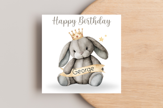 Personalised Royal Bunny Birthday Card
