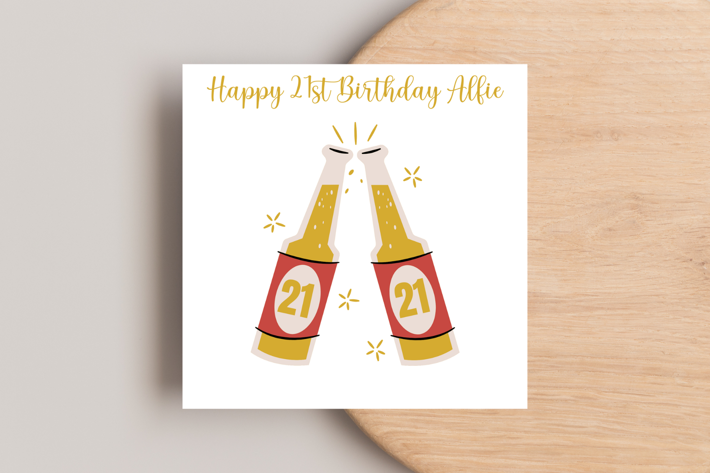 Personalised Cheers! Beer bottle Birthday Card