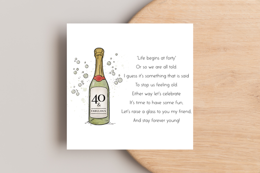 40 and Fabulous Birthday Card