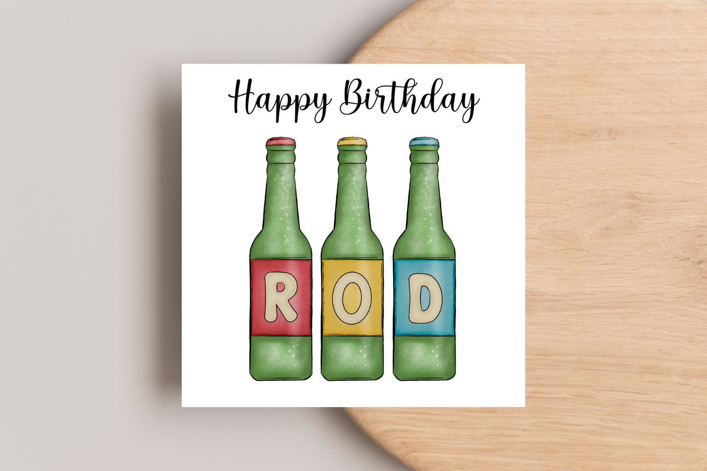 Personalised Green Beer Bottle Birthday Card