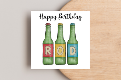 Personalised Green Beer Bottle Birthday Card