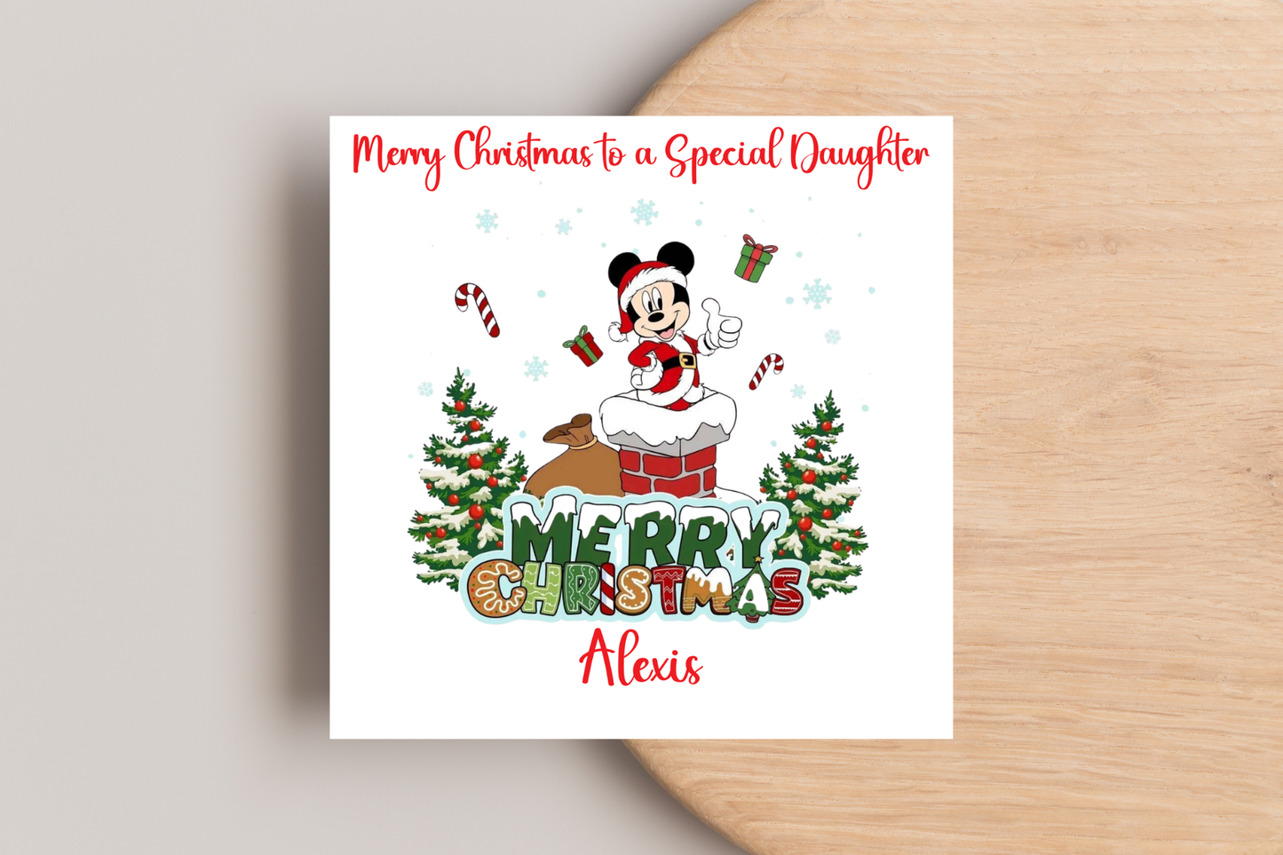 Personalised Mickey and Minnie Christmas Card