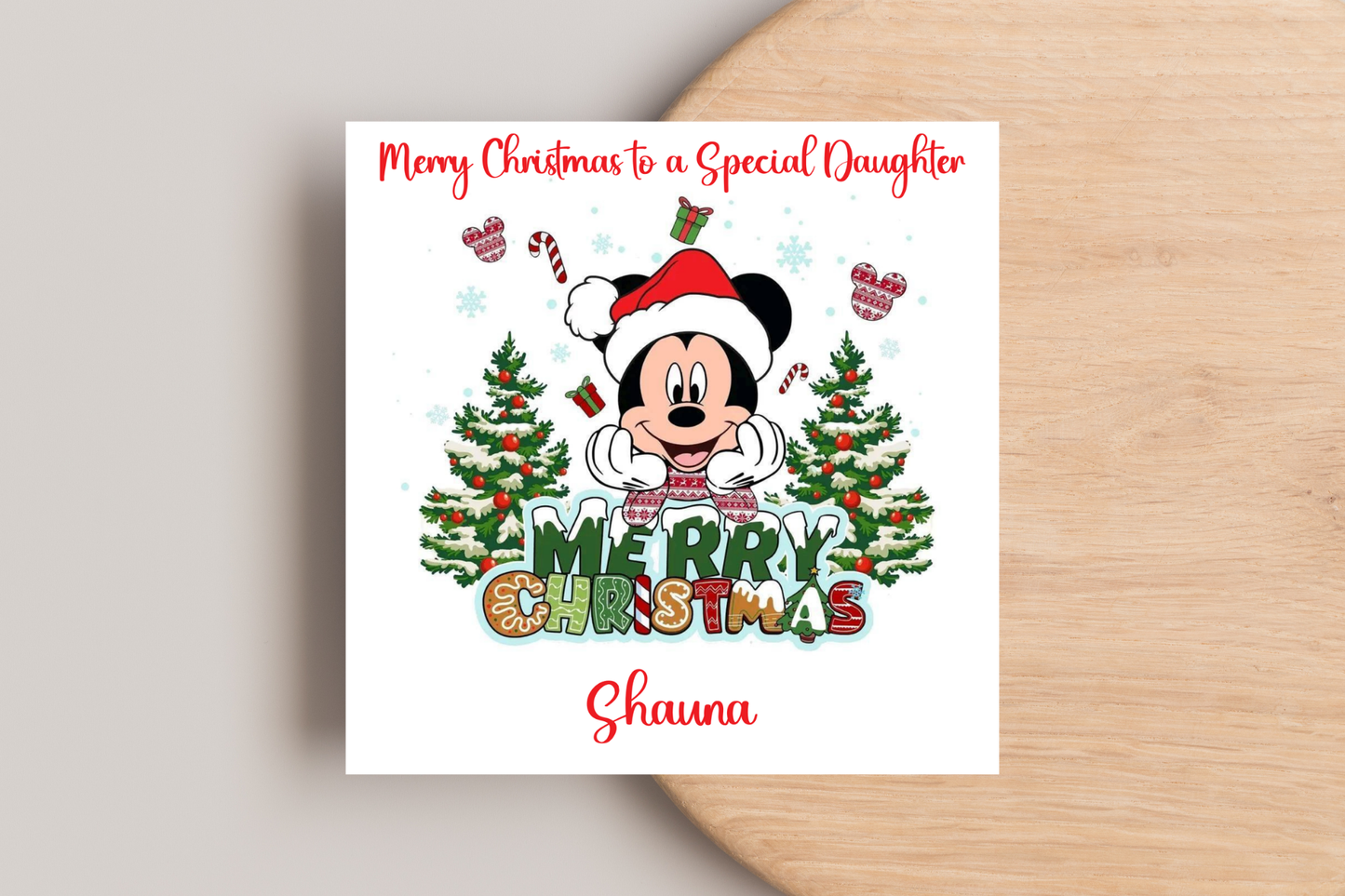 Personalised Mickey and Minnie Christmas Card