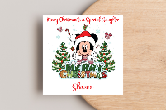 Personalised Mickey and Minnie Christmas Card