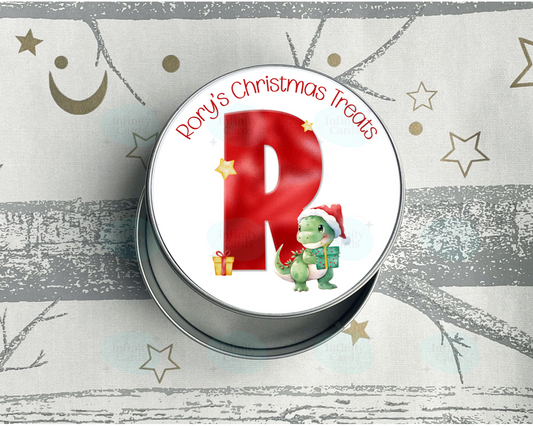 Personalised Dinosaur Christmas Treats Tin