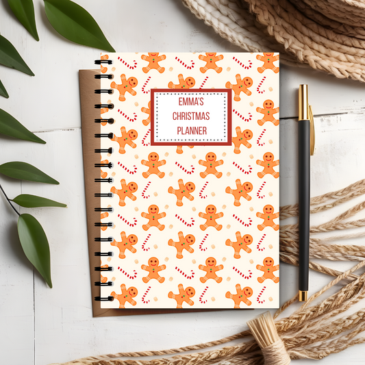 Personalised Gingerbread Christmas Planner Notebook